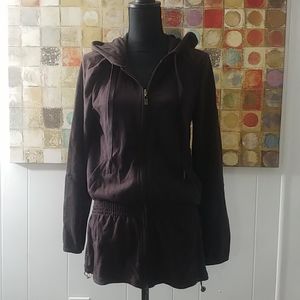 DKNY Active long double zipper zip up hoodie